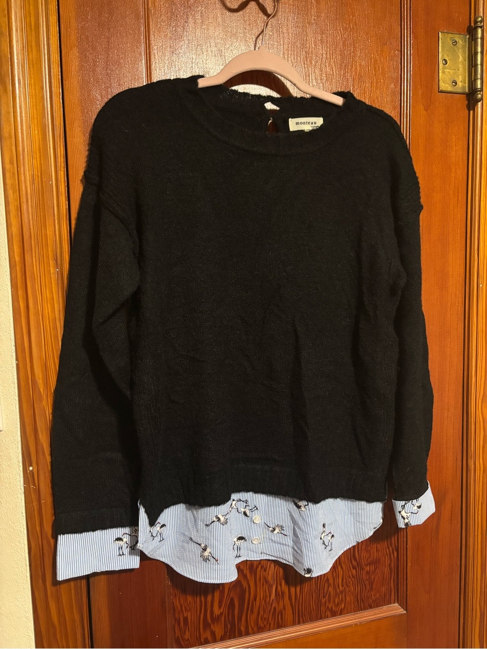 MONTEAU Black Layered Sweater Womens Size Medium